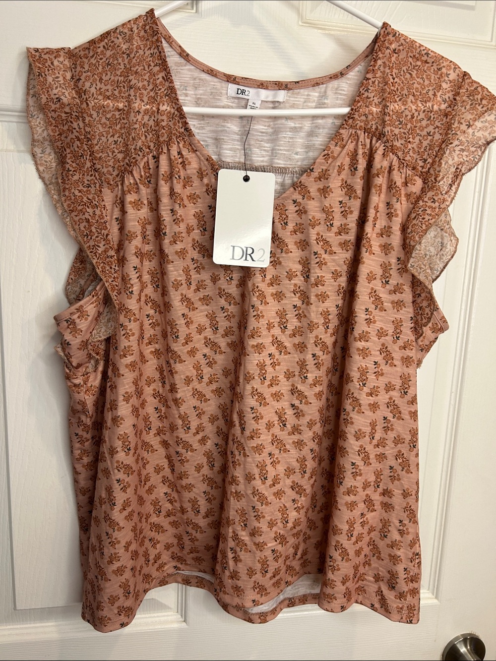 DR2 Mauve Pink Floral Ruffle Sleeve Camisole Top